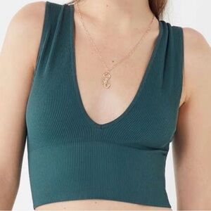 Urban Outfitters Deep Teal Ribbed Crop Top